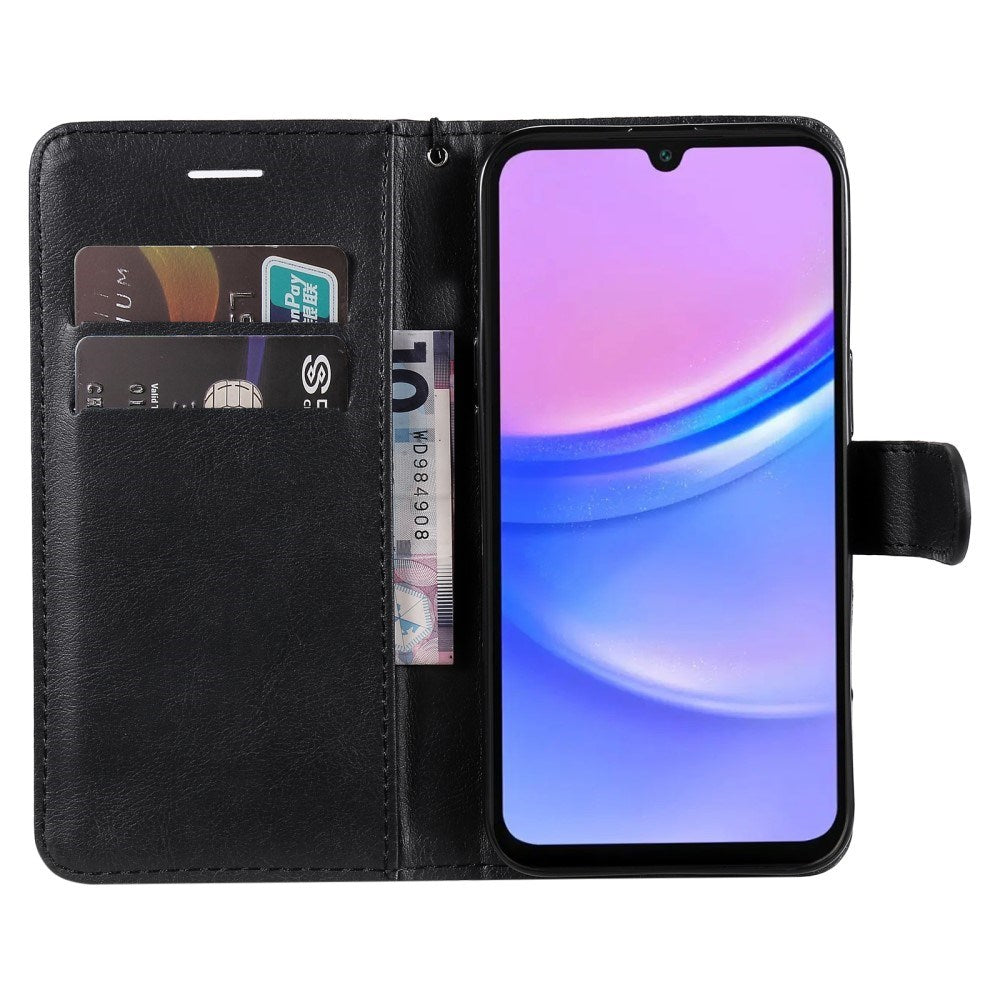 Samsung Galaxy A16 (4G/5G) PU Læder Flip Cover m. Pung og Strop - Sort