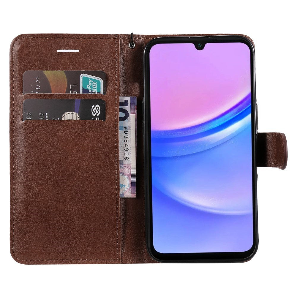 Samsung Galaxy A16 (4G/5G) PU Læder Flip Cover m. Pung og Strop - Brun