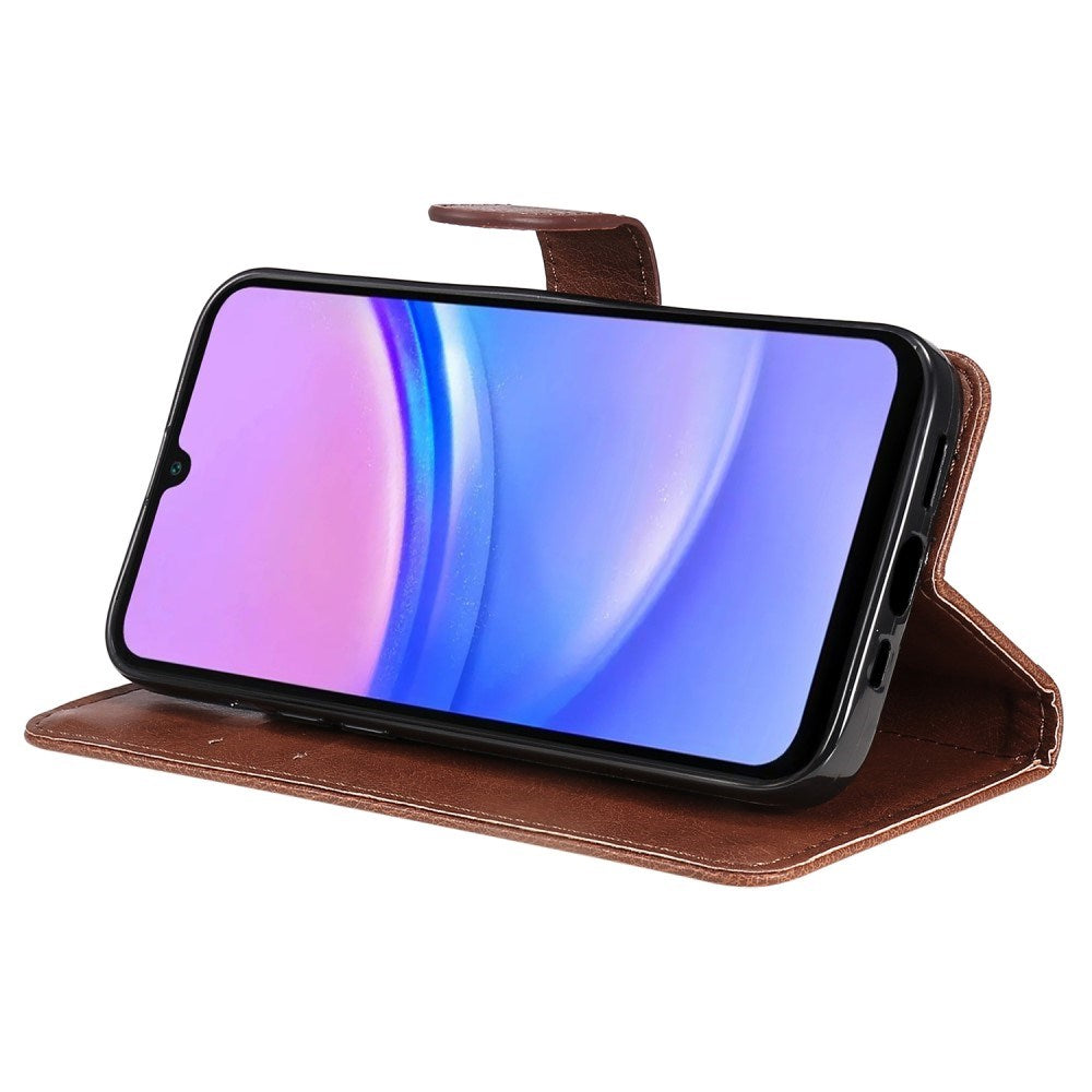 Samsung Galaxy A16 (4G/5G) PU Læder Flip Cover m. Pung og Strop - Brun
