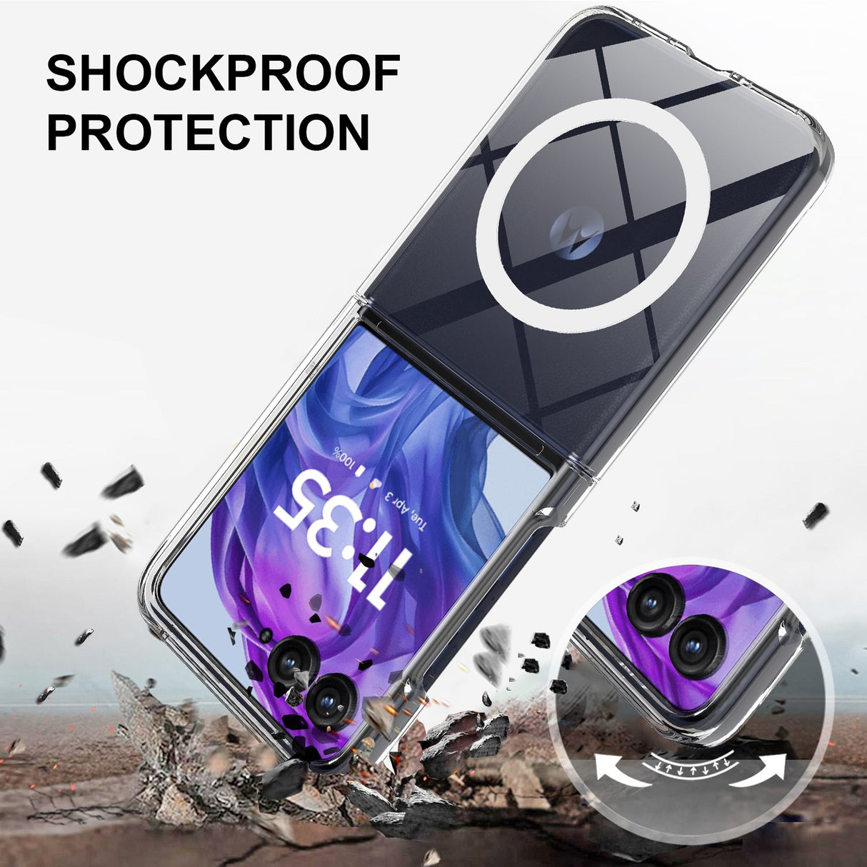 EIDERWOOD Motorola Razr 50 Ultra 5G MagSafe Kompatibel Fleksibel Plastik Cover Shockproof - Gennemsigtig