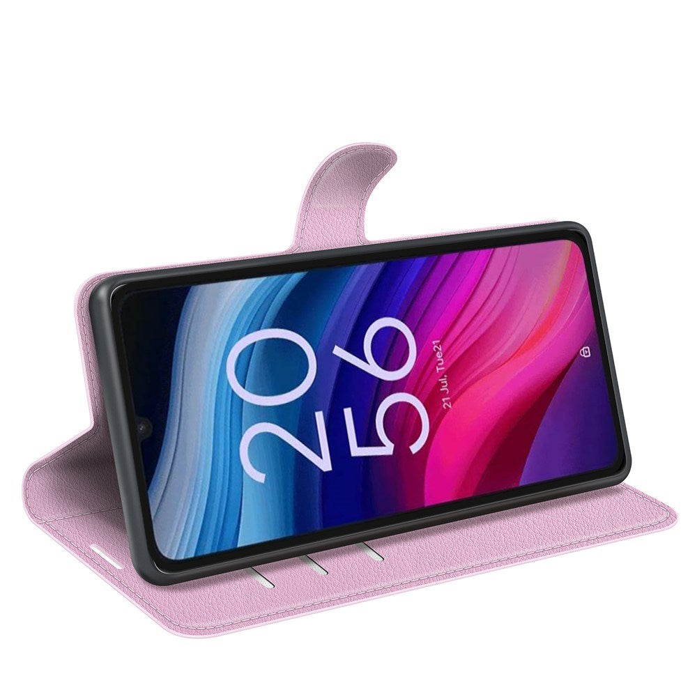 EIDERWOOD TCL 505 Kunstlæder Flip Cover m. Kortholder - Lyserød