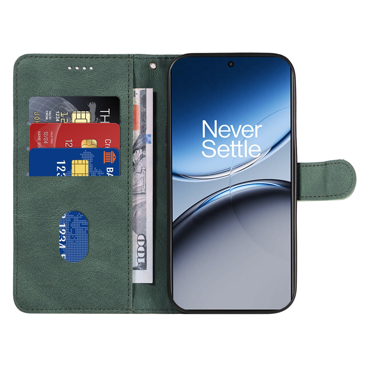 OnePlus Nord 4 - EIDERWOOD Mønstret Læder Cover m. Pung & Strop - Grøn