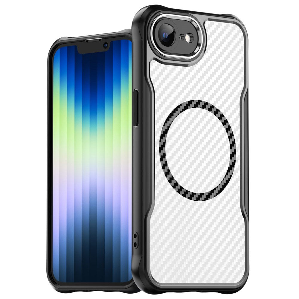 EIDERWOOD iPhone 17e / 16e Carbon Bagside Cover m. Forstærkede Hjørner - MagSafe Kompatibel - Sort
