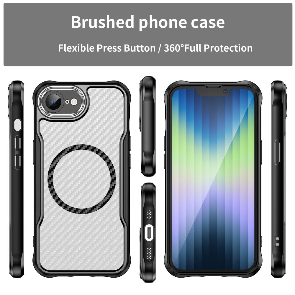 EIDERWOOD iPhone 17e / 16e Carbon Bagside Cover m. Forstærkede Hjørner - MagSafe Kompatibel - Sort