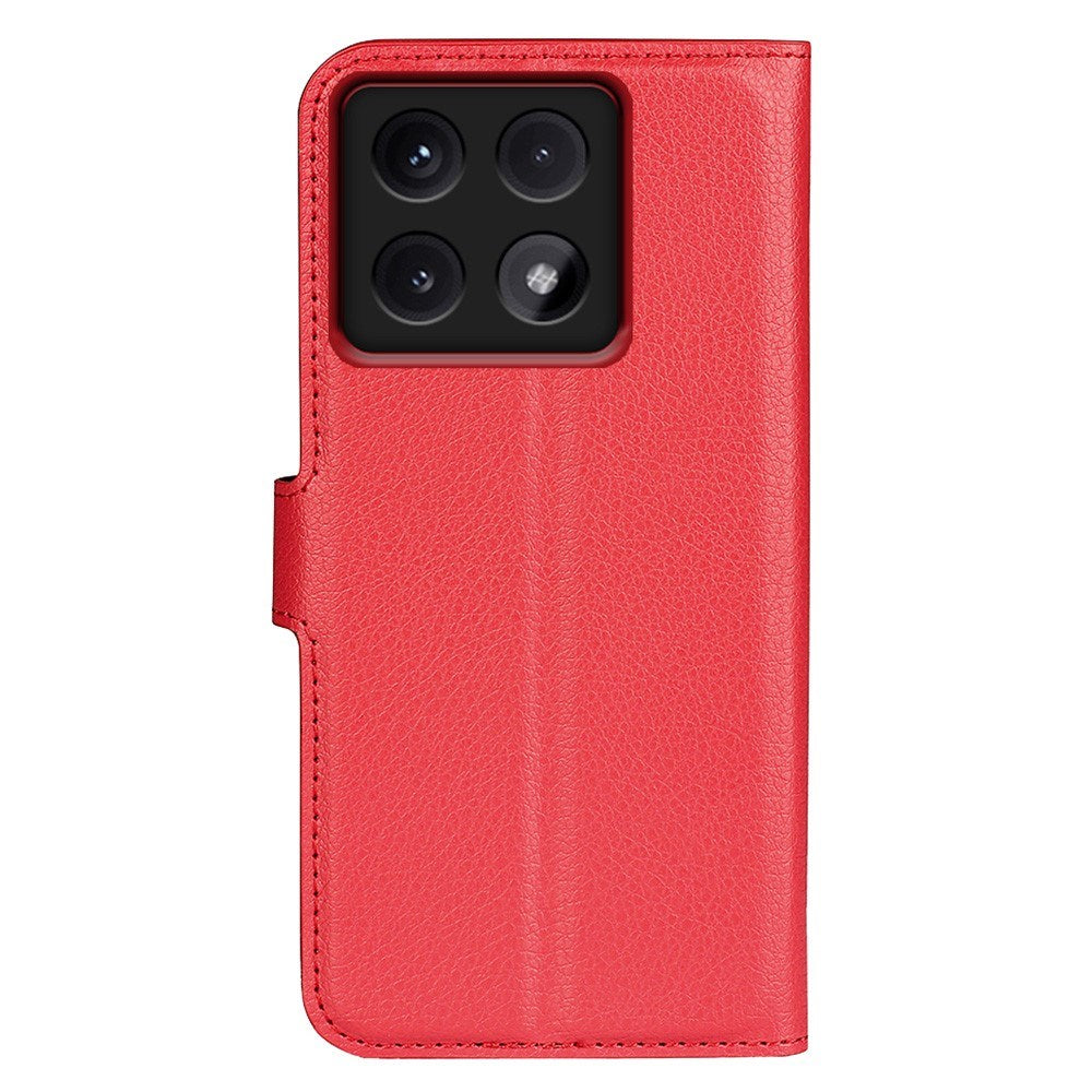 EIDERWOOD Xiaomi 14T Pro Litchi Læder Flip Cover m. Pung - Rød