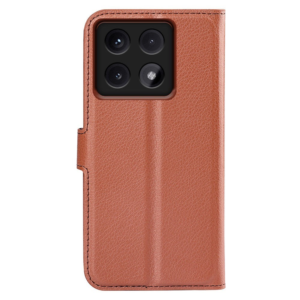 EIDERWOOD Xiaomi 14T Pro Litchi Læder Flip Cover m. Pung - Brun