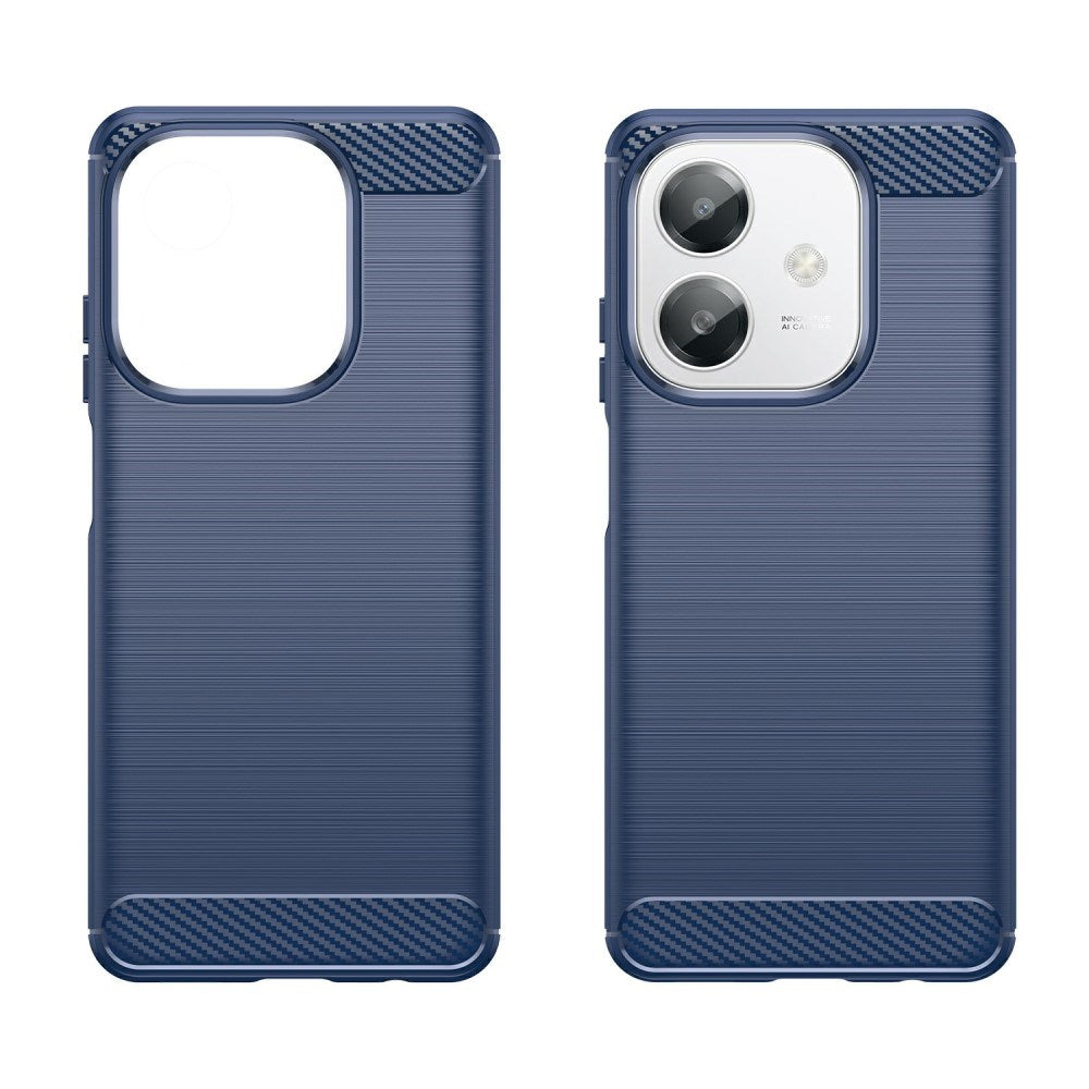 Oppo A60 / A40m / A40 - EIDERWOOD Brushed Carbon Fiber Fleksibelt Plastik Cover - Blå