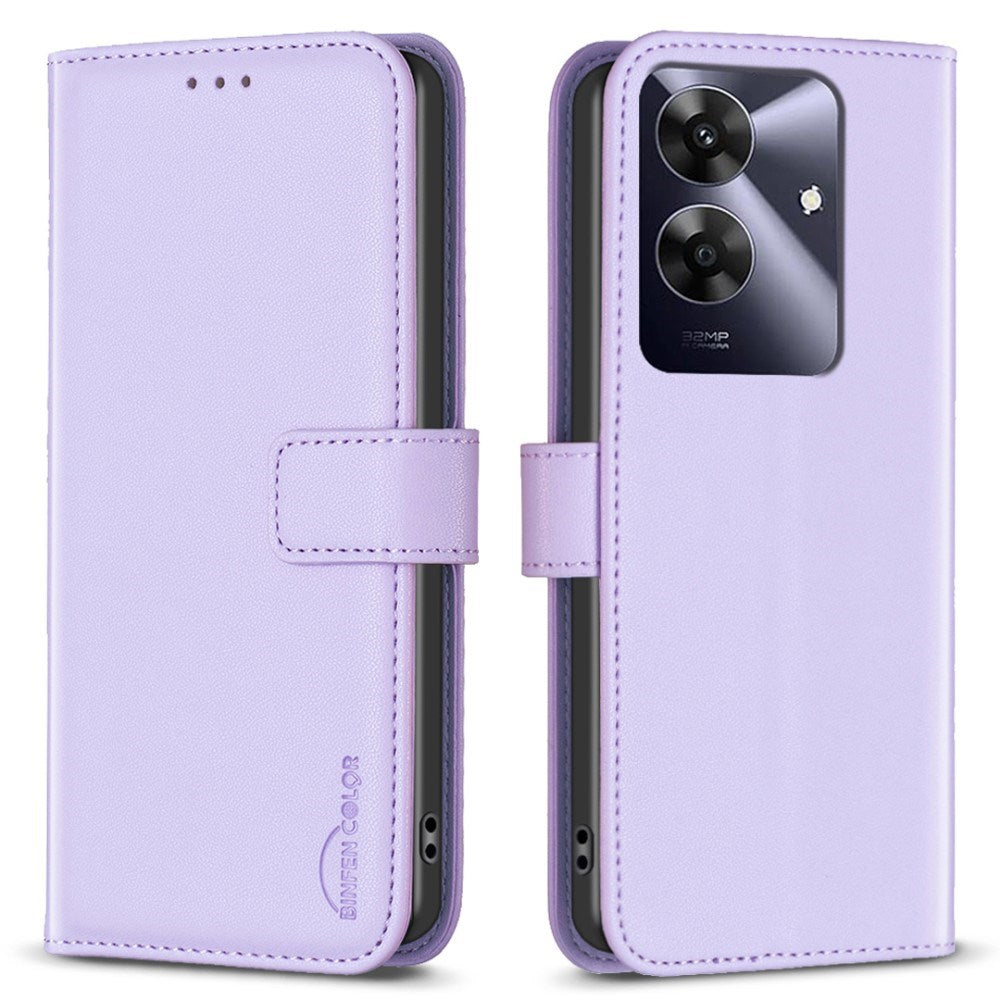 Realme Note 60 / 60x (4G) / C63 (4G) / C61 (4G) Kunstlæder Flip Cover m. Ståfunktion & Kortholder - Lavendel