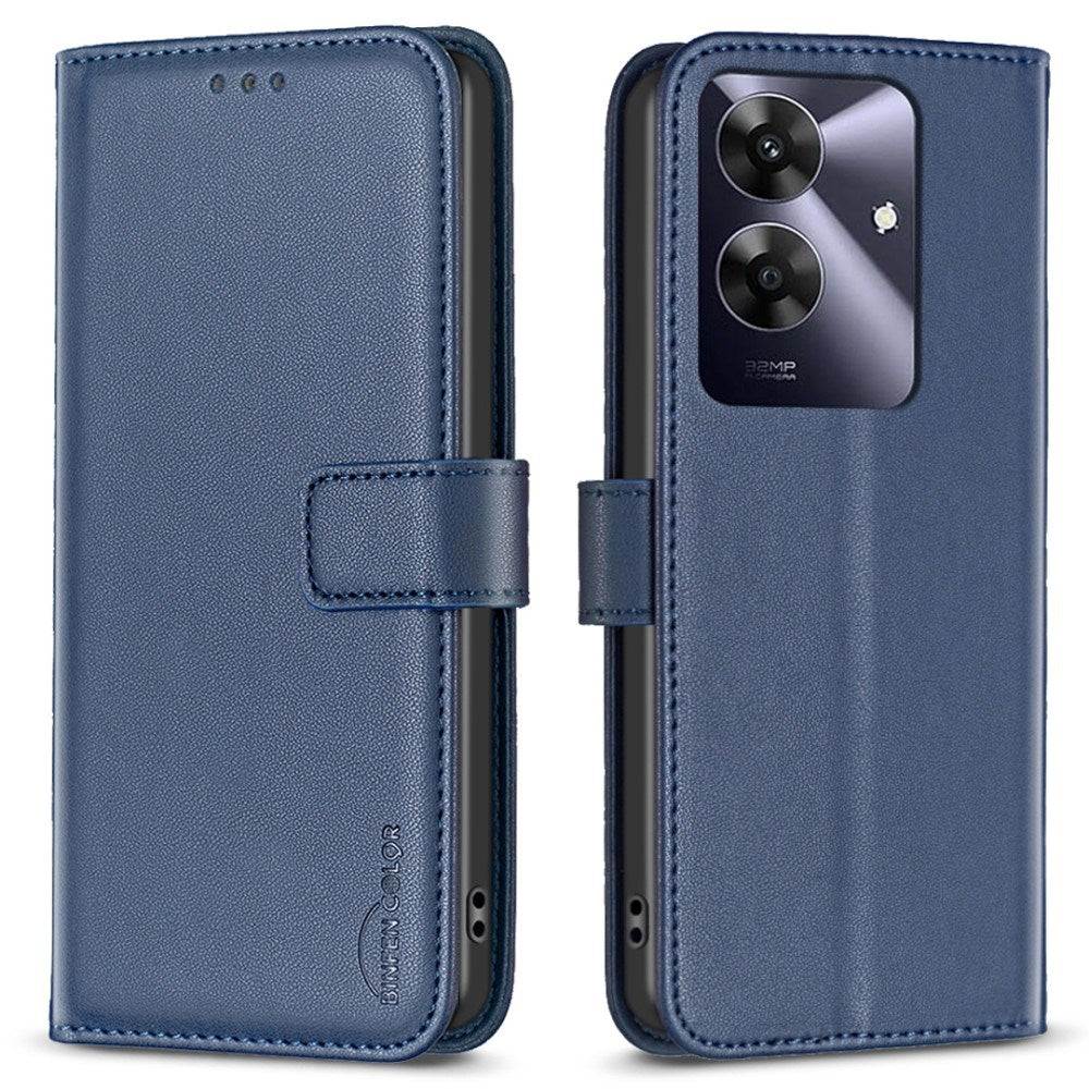 Realme Note 60 / 60x (4G) / C63 (4G) / C61 (4G) Kunstlæder Flip Cover m. Ståfunktion & Kortholder - Blå