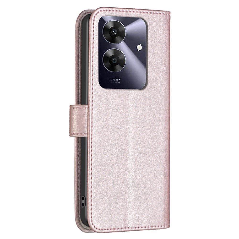 Realme Note 60 / 60x (4G) / C63 (4G) / C61 (4G) Kunstlæder Flip Cover m. Ståfunktion & Kortholder - Rose Gold