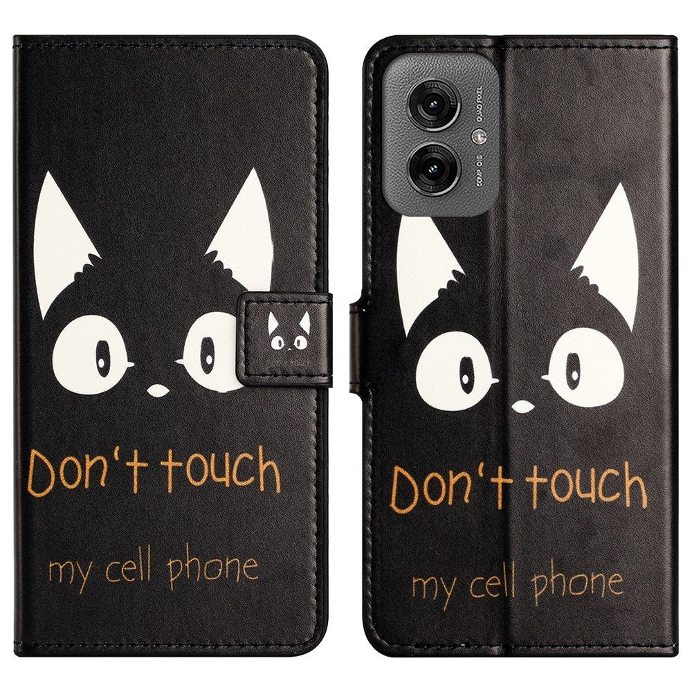 EIDERWOOD Motorola Moto G55 Flip Case inkl. Pung og Ståfunktion - "Don't Touch My Cell Phone"