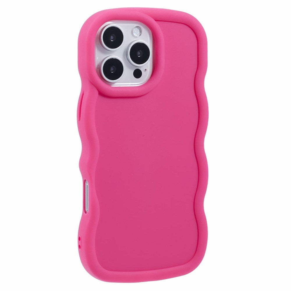 EIDERWOOD iPhone 16 Pro Fleksibelt Plastik Wavy Mobil Cover - Pink