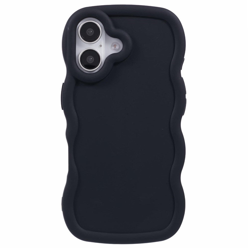 EIDERWOOD iPhone 16 Plus Fleksibelt Plastik Wavy Mobil Cover - Sort