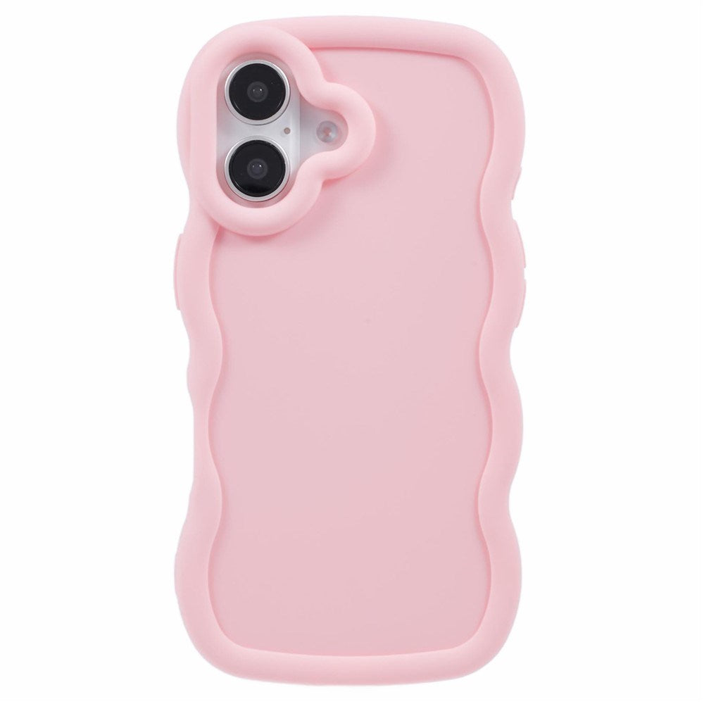 EIDERWOOD iPhone 16 Plus Fleksibelt Plastik Wavy Mobil Cover - Lyserød