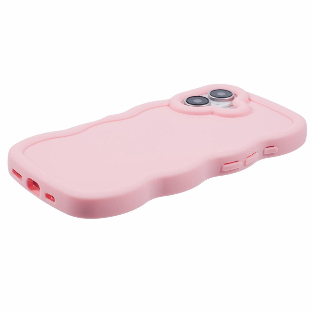 EIDERWOOD iPhone 16 Plus Fleksibelt Plastik Wavy Mobil Cover - Lyserød