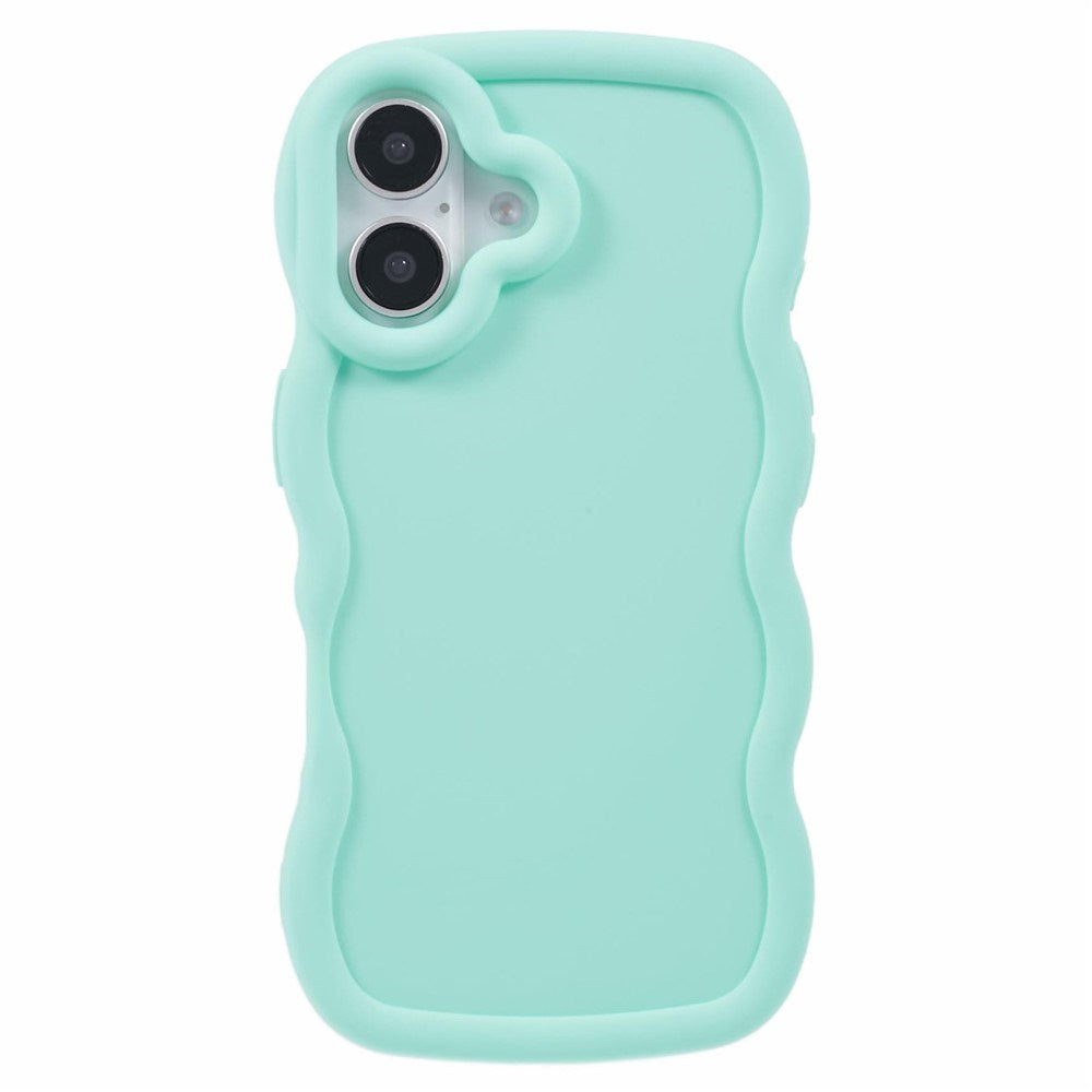 EIDERWOOD iPhone 16 Plus Fleksibelt Plastik Wavy Mobil Cover - Blå