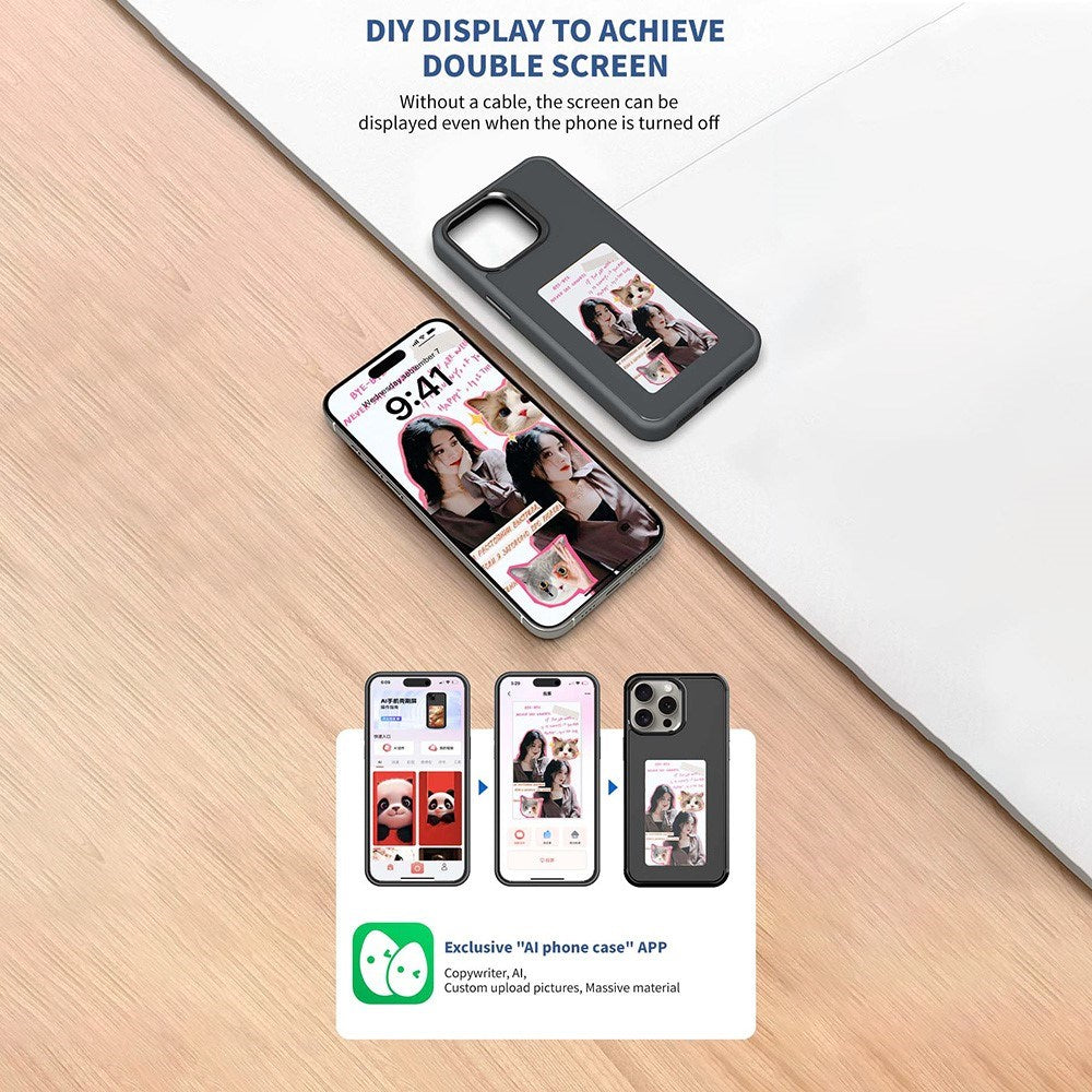 iPhone 16 Pro E-Ink Mobil Cover - Omskifteligt Design - Sort