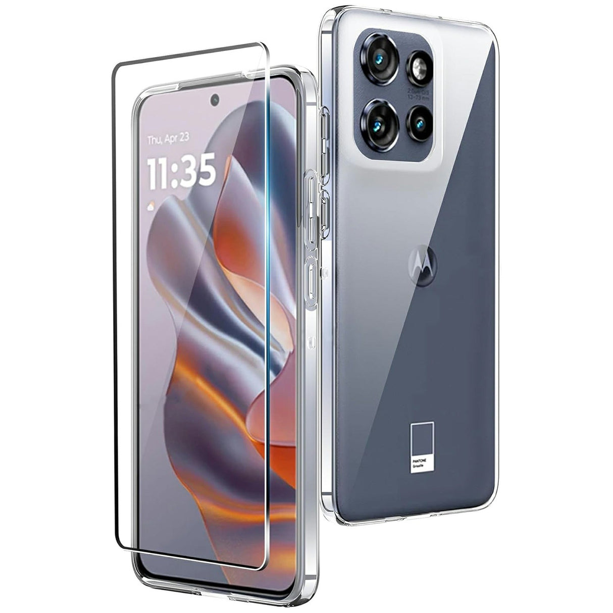 Motorola Edge 50 Neo 5G 2-i-1 Hærdet Glas Skærmbeskyttelse og Fleksibelt Plast Cover - Gennemsigtig