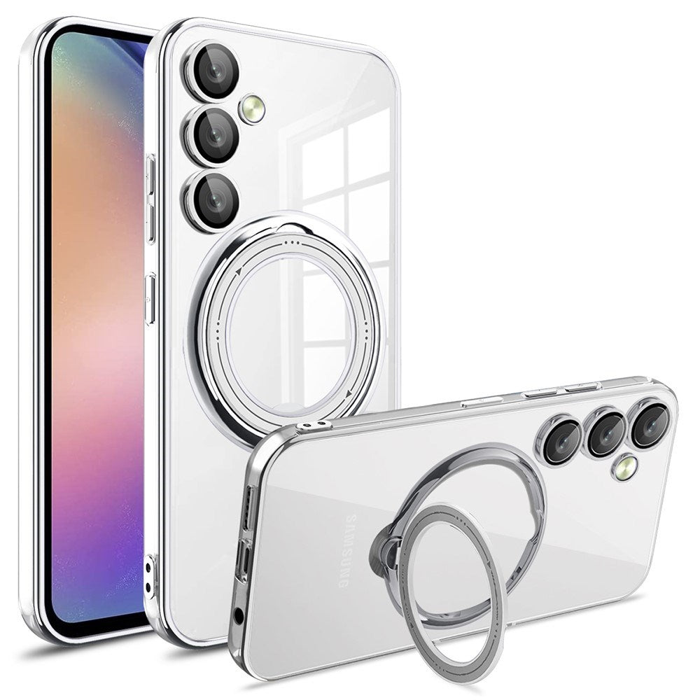 EIDERWOOD Fleksibelt Plastik Cover m. Kickstand - Samsung Galaxy A16 (4G/5G) - MagSafe Kompatibel - Gennemsigtig/Sølv