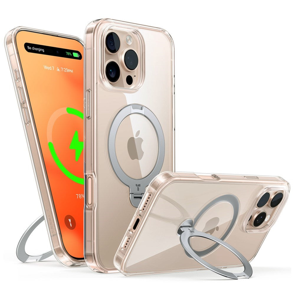 TORRAS - iPhone 16 Pro Max - Hybrid Plastik Cover m. Ståfunktion - MagSafe Kompatibel - Gennemsigtig
