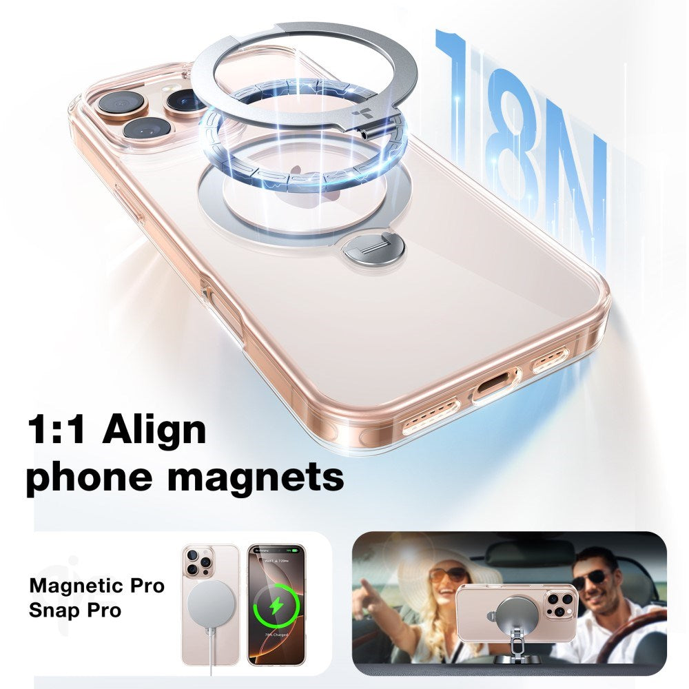 TORRAS - iPhone 16 Pro Max - Hybrid Plastik Cover m. Ståfunktion - MagSafe Kompatibel - Gennemsigtig