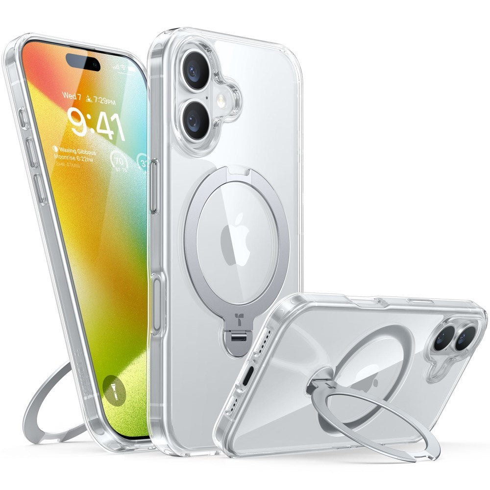 TORRAS - iPhone 16 - Hybrid Plastik Cover m. Ståfunktion - MagSafe Kompatibel - Gennemsigtig