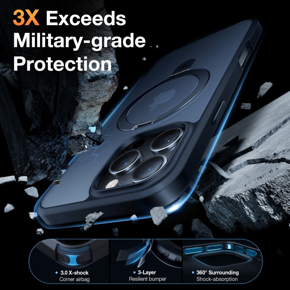 TORRAS - iPhone 16 Pro Max - Guardian Ostand Series Cover m. Kickstand - MagSafe Kompatibel - Sort
