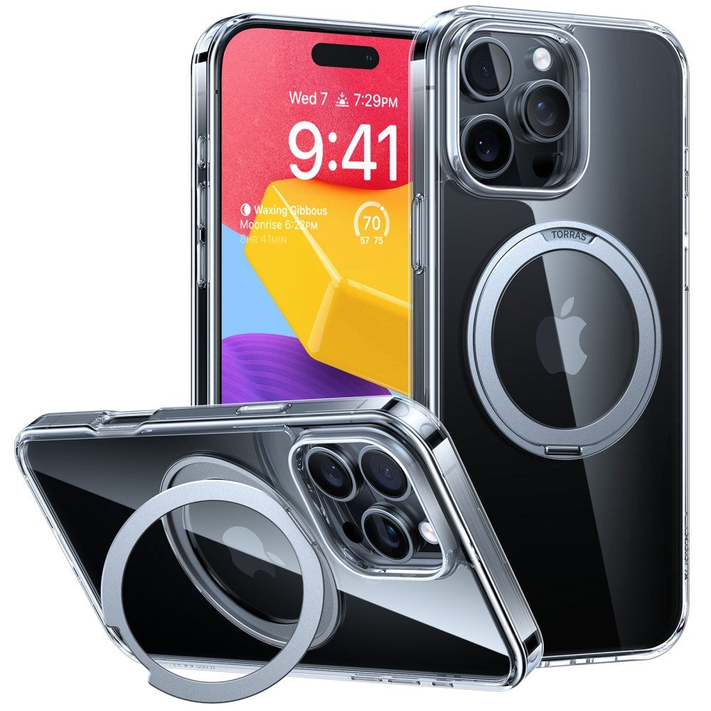 TORRAS - iPhone 16 Pro - Plastik Cover m. Kickstand Ring - MagSafe Kompatibel - Gennemsigtig