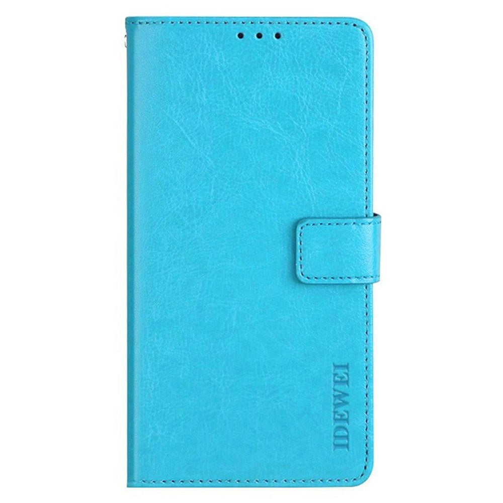 EIDERWOOD iPhone 16 Plus Kunstlæder Flip Case m. Indbygget Pung & Ståfunktion - Lyseblå
