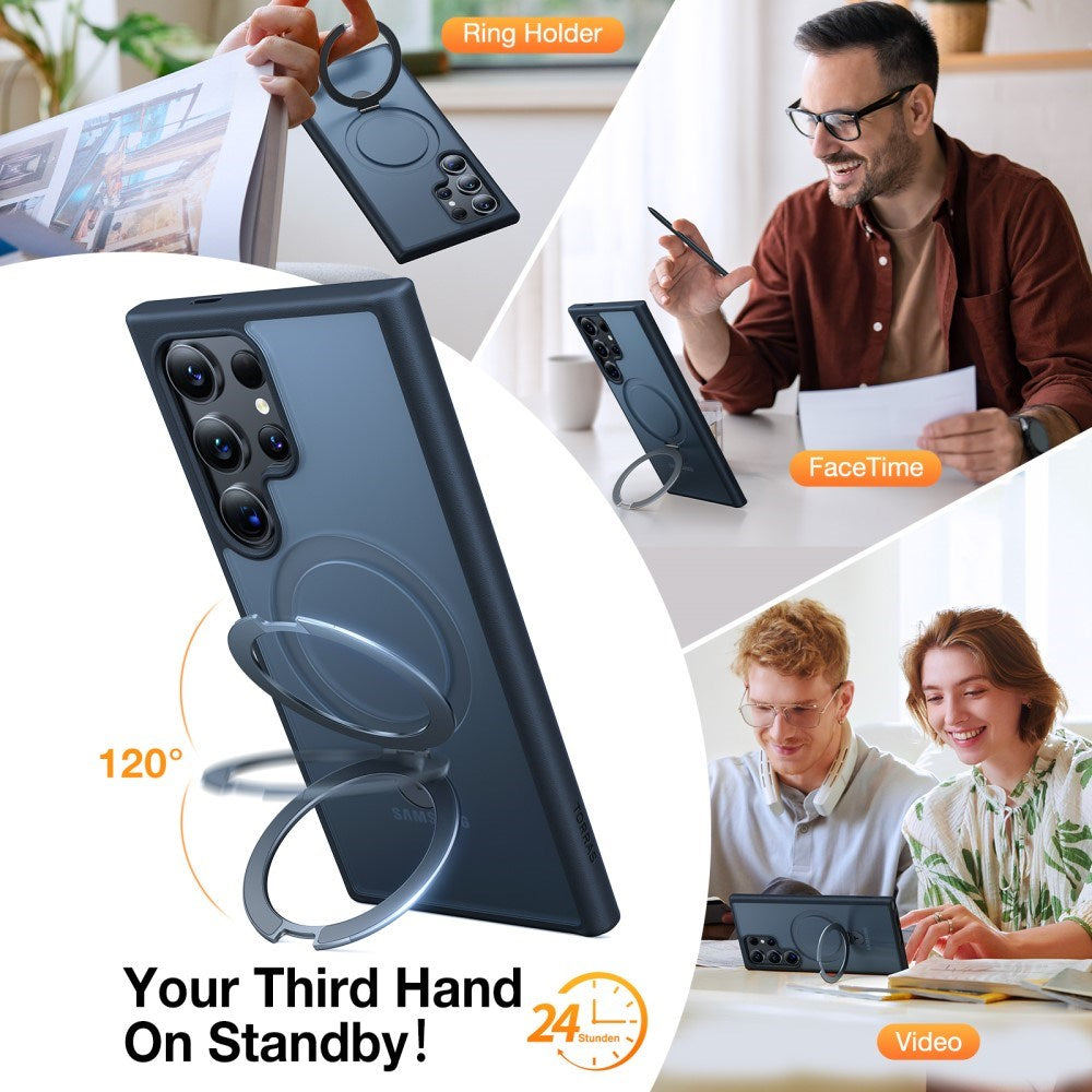 TORRAS - Samsung Galaxy S24 Ultra - Guardian Ostand Series Cover m. Kickstand - MagSafe Kompatibel - Sort