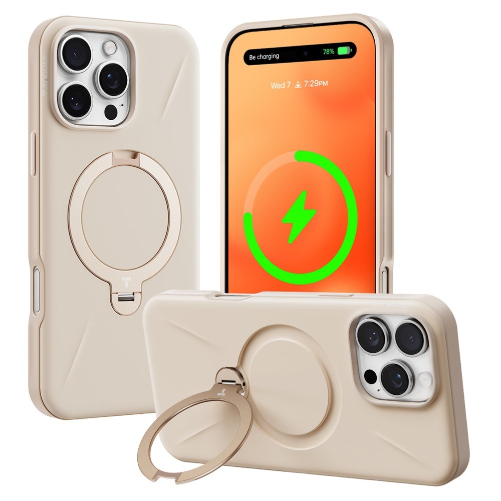 TORRAS - iPhone 16 Pro - Fleksibelt Plastik Cover m. Ring Kickstand - MagSafe Kompatibel - Rose Gold