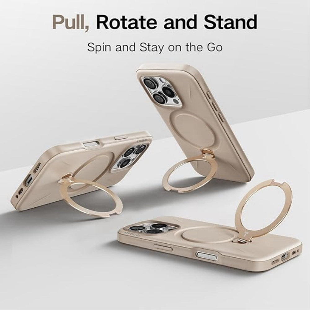 TORRAS - iPhone 16 Pro Max - Fleksibelt Plastik Cover m. Ring Kickstand - MagSafe Kompatibel - Rose Gold