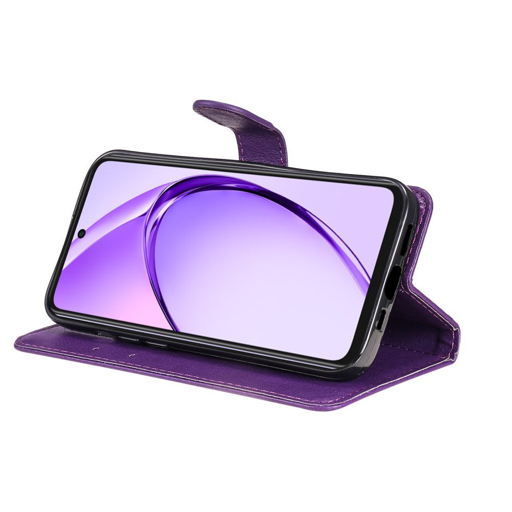 Oppo A60 / A40m / A40 - EIDERWOOD Kunstlæder Flip Cover m. Strop - Lilla