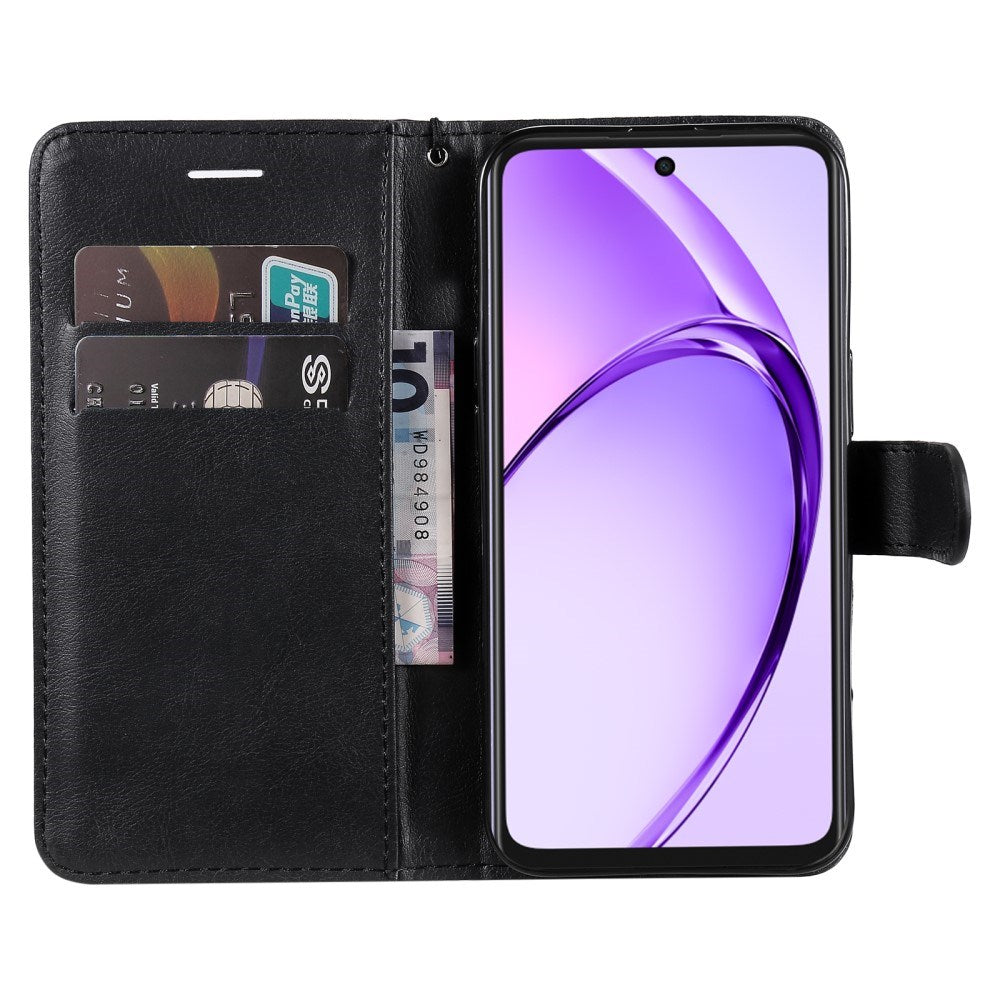 Oppo A60 / A40m / A40 - EIDERWOOD Kunstlæder Flip Cover m. Strop - Sort