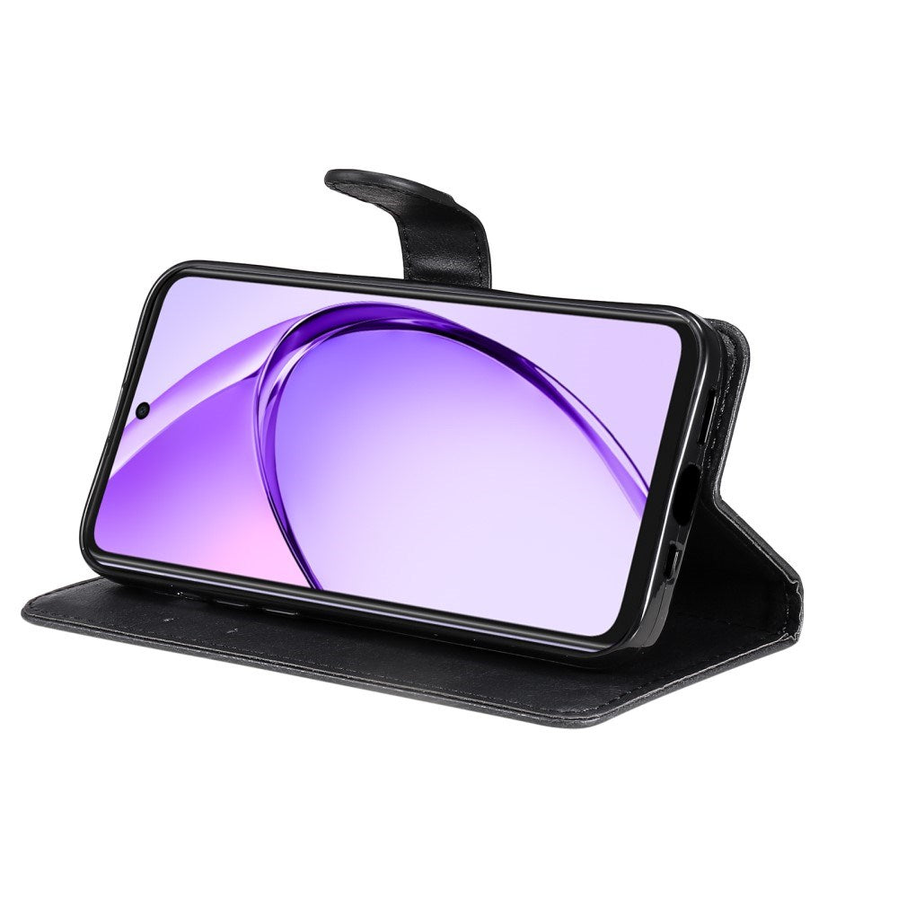 Oppo A60 / A40m / A40 - EIDERWOOD Kunstlæder Flip Cover m. Strop - Sort