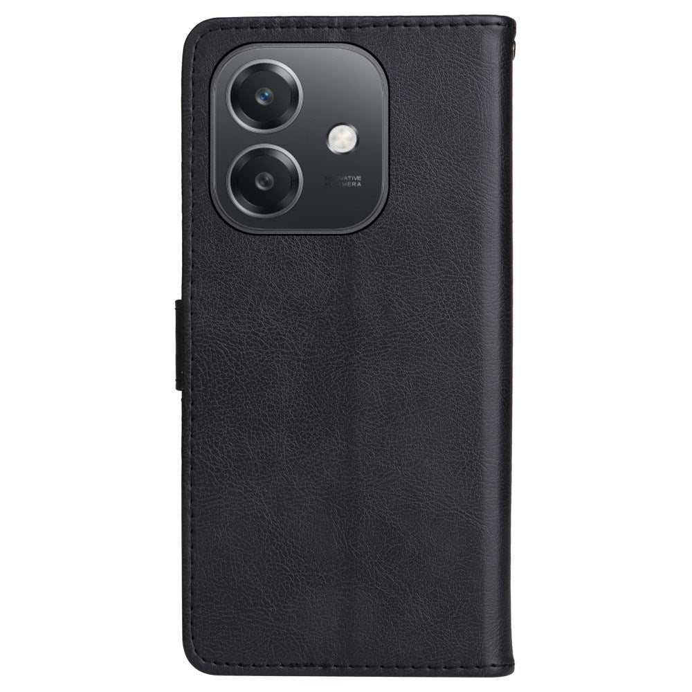 Oppo A60 / A40m / A40 - EIDERWOOD Kunstlæder Flip Cover m. Strop - Sort