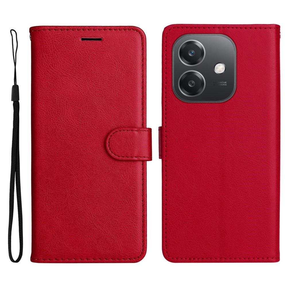 Oppo A60 / A40m / A40 - EIDERWOOD Kunstlæder Flip Cover m. Strop - Rød