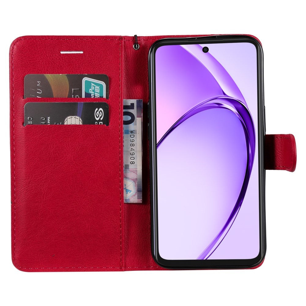 Oppo A60 / A40m / A40 - EIDERWOOD Kunstlæder Flip Cover m. Strop - Rød