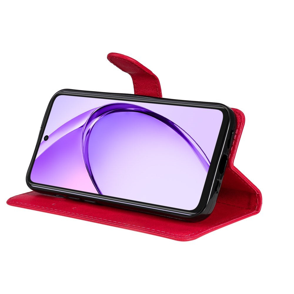 Oppo A60 / A40m / A40 - EIDERWOOD Kunstlæder Flip Cover m. Strop - Rød