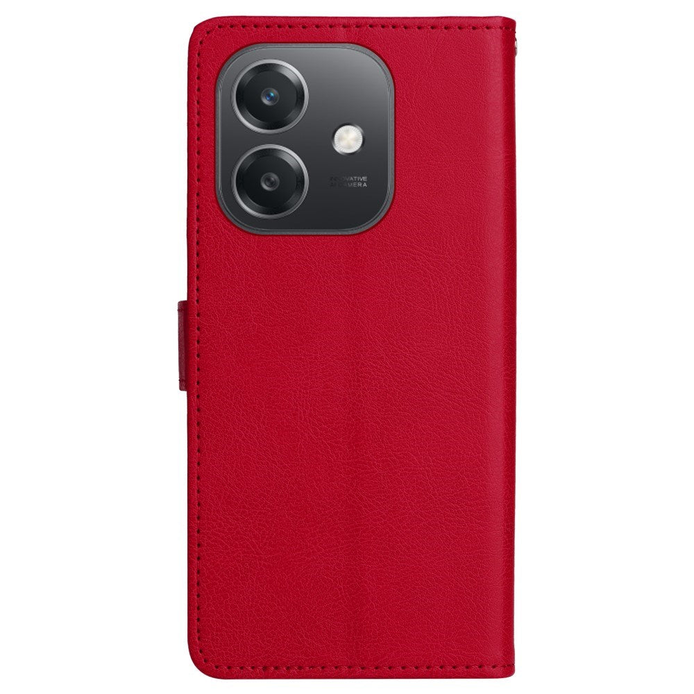 Oppo A60 / A40m / A40 - EIDERWOOD Kunstlæder Flip Cover m. Strop - Rød