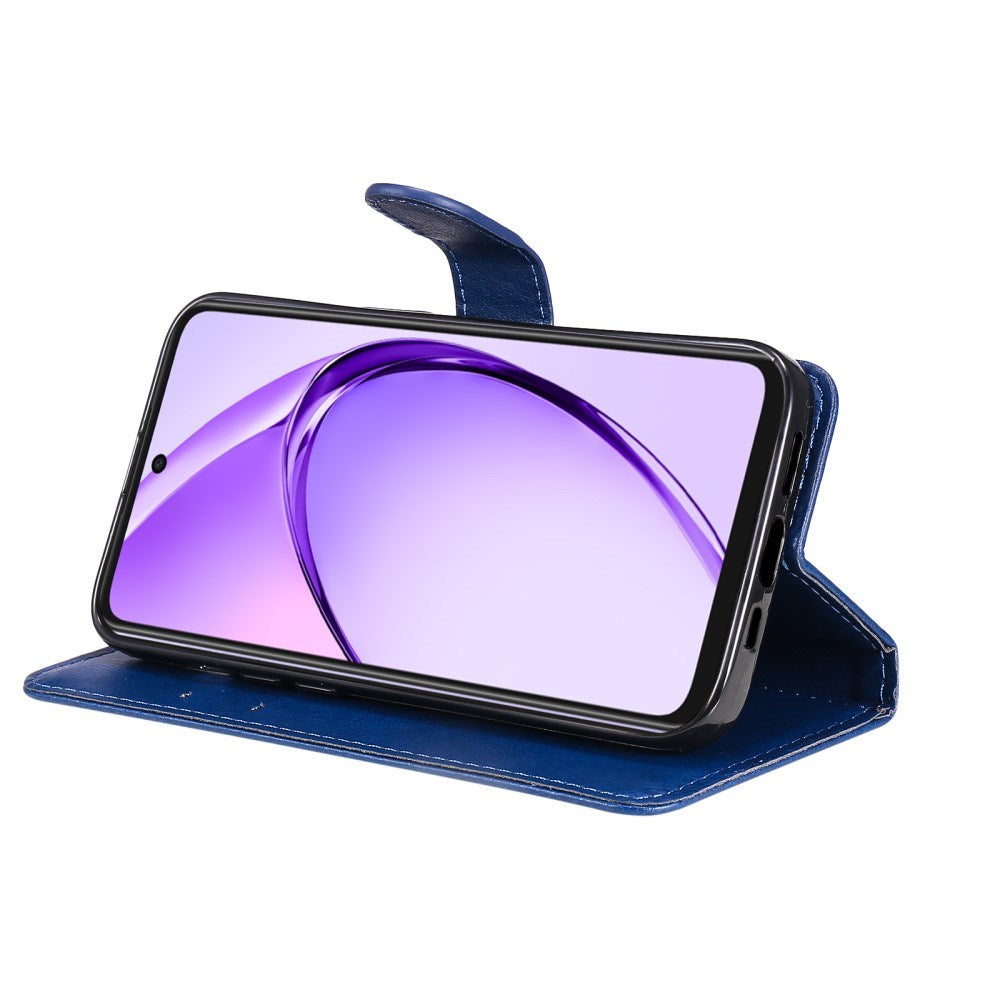 Oppo A60 / A40m / A40 - EIDERWOOD Kunstlæder Flip Cover m. Strop - Blå