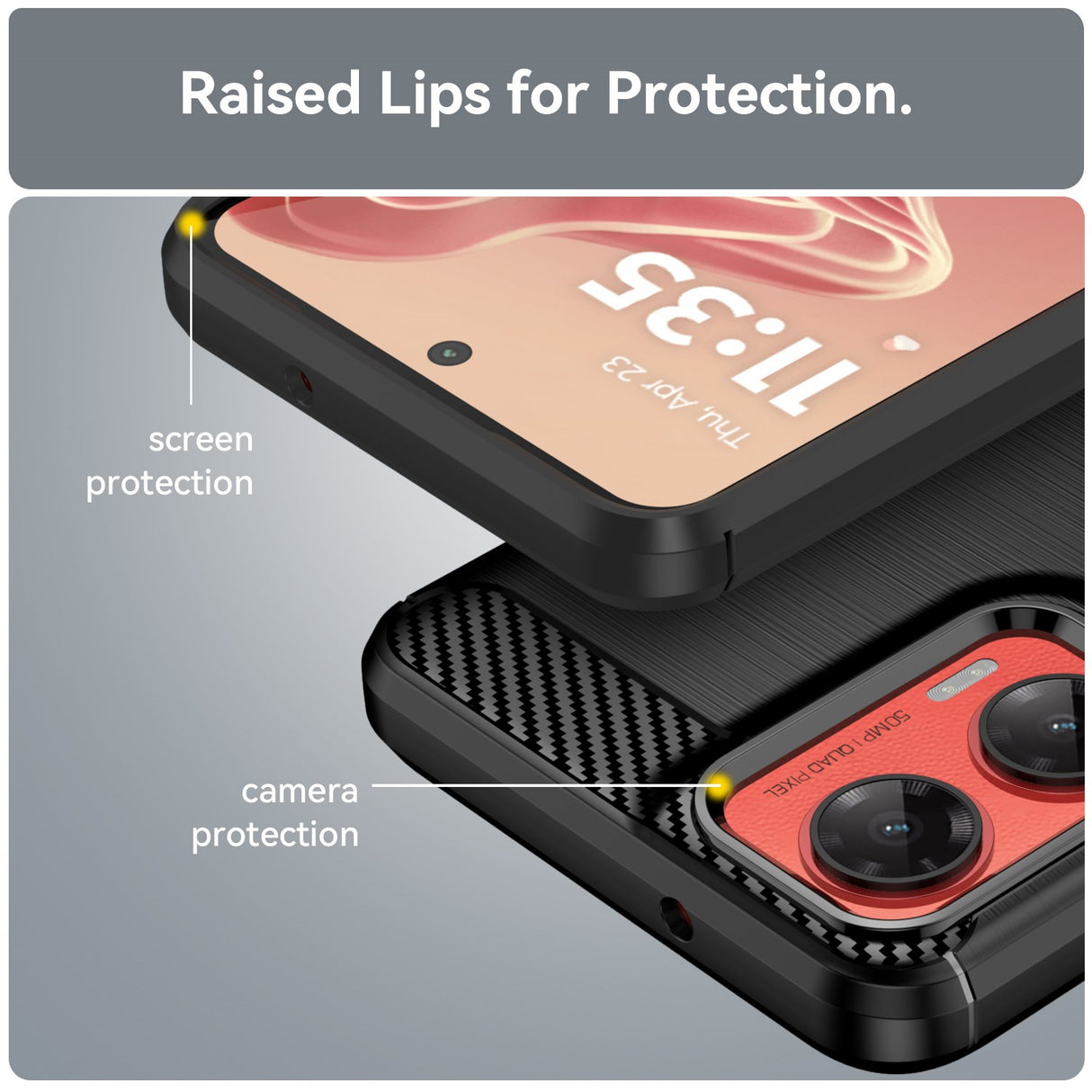 EIDERWOOD Motorola Moto G35 5G Cover m. Carbon Fiber Texture - Sort