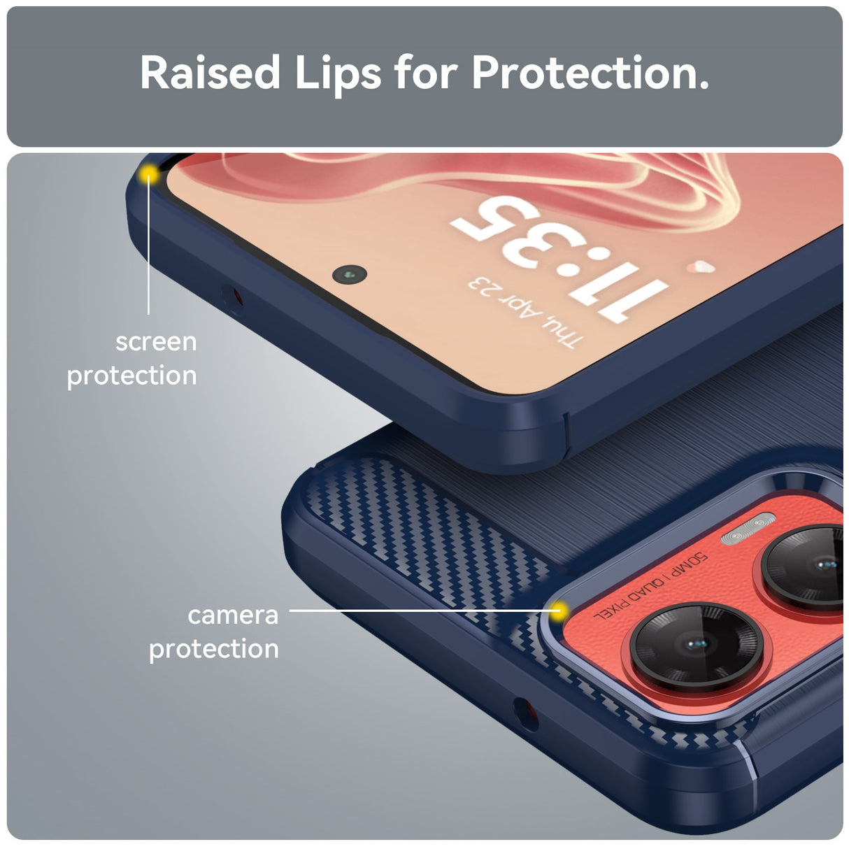 EIDERWOOD Motorola Moto G35 5G Cover m. Carbon Fiber Texture - Blå