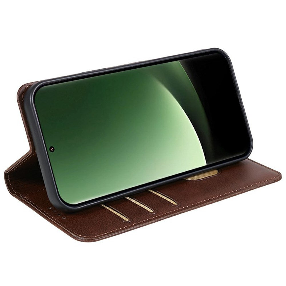 EIDERWOOD Xiaomi Redmi Note 14 Pro 5G Cover i kunstlæder m. Magnetisk Luk & Kortholder - Brun