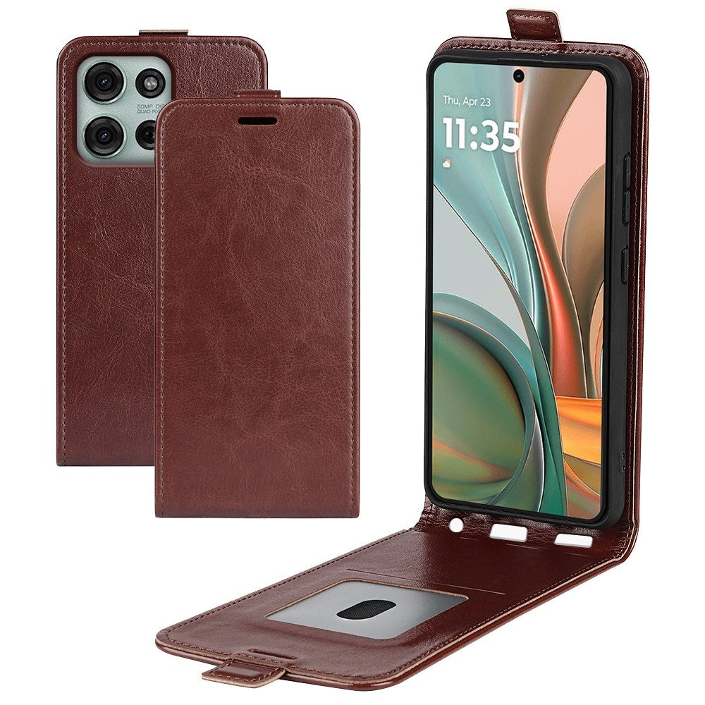 EIDERWOOD Motorola Moto G75 5G Etui med Kortlommer – Vertikal Flip Kunstlæder Cover - Brun