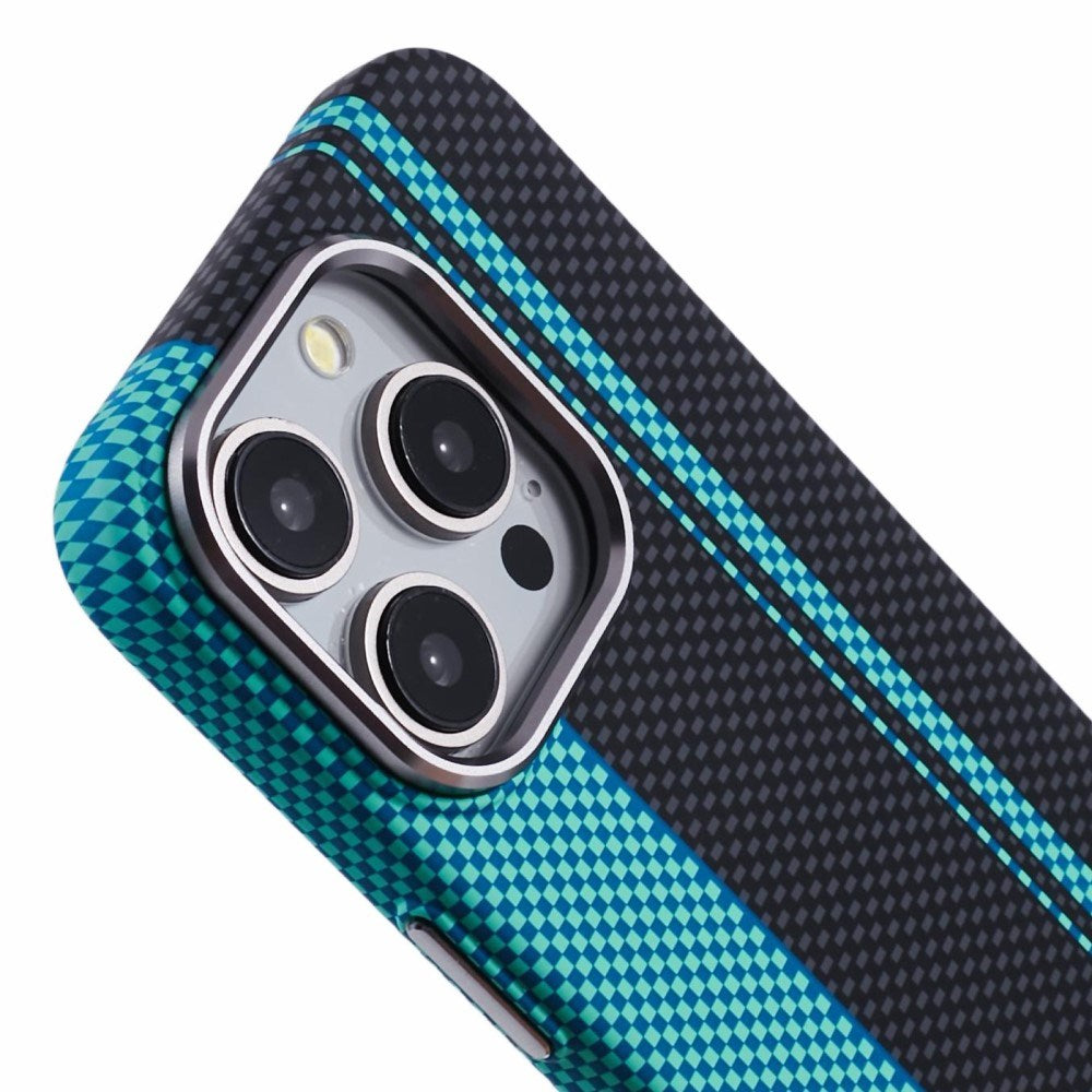 iPhone 15 Pro - EIDERWOOD Mønstret Carbon Cover - MagSafe Kompatibel - Blue/Black