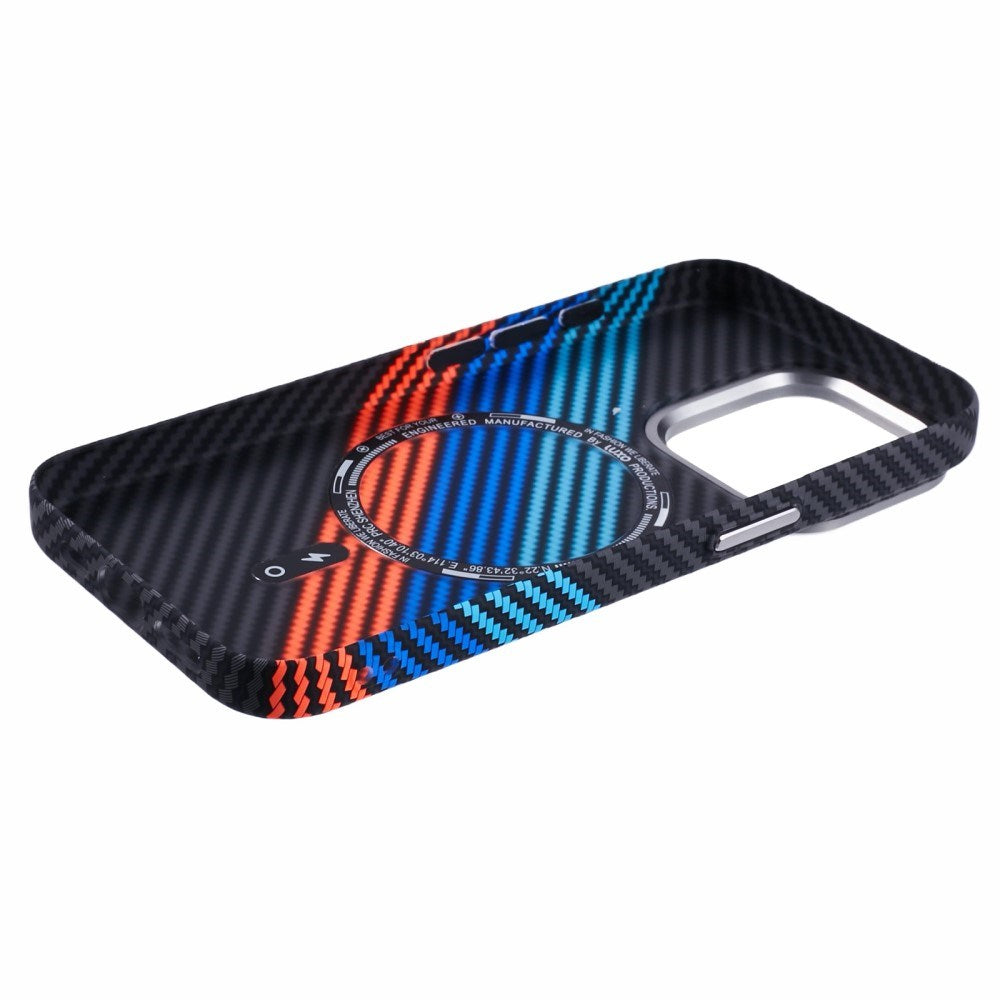 iPhone 15 Pro - EIDERWOOD Mønstret Carbon Cover - MagSafe Kompatibel - Colorful Stripes