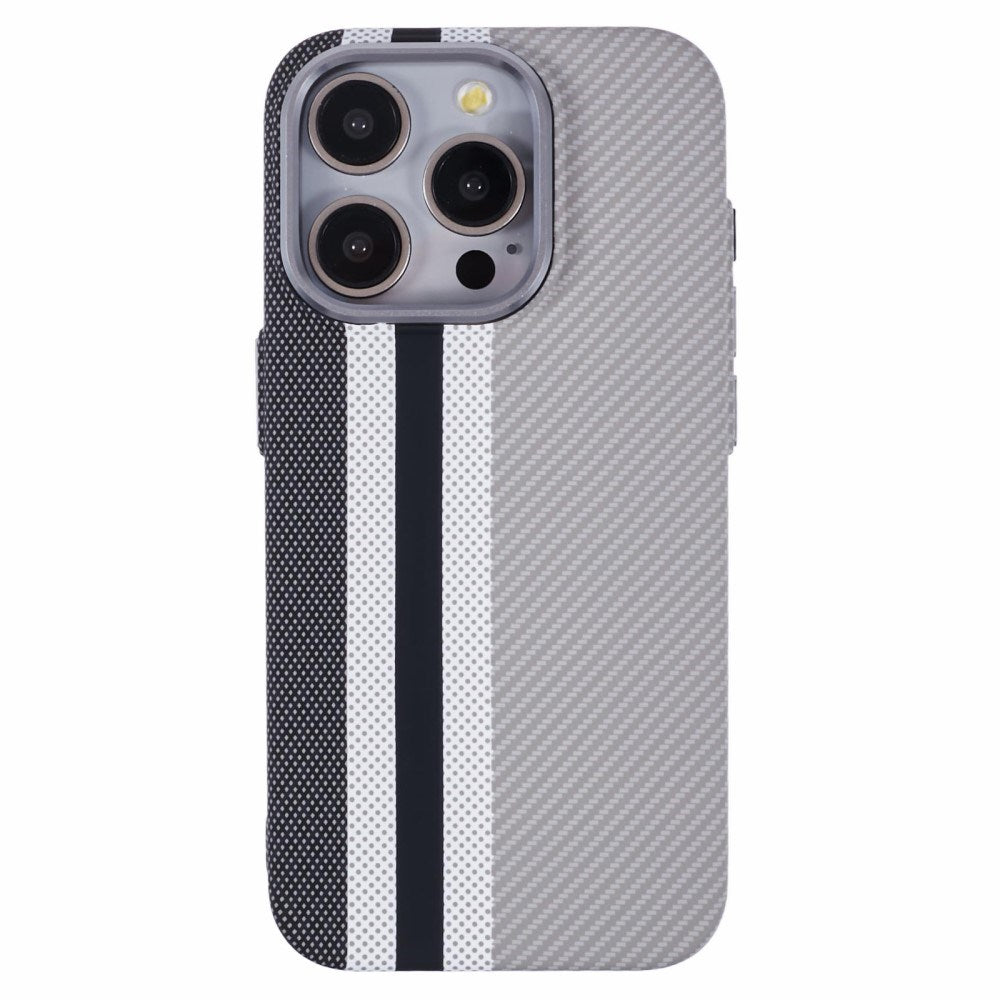 EIDERWOOD iPhone 15 Pro - Mønstret Carbon Cover - MagSafe Kompatibel - Grey Stripes