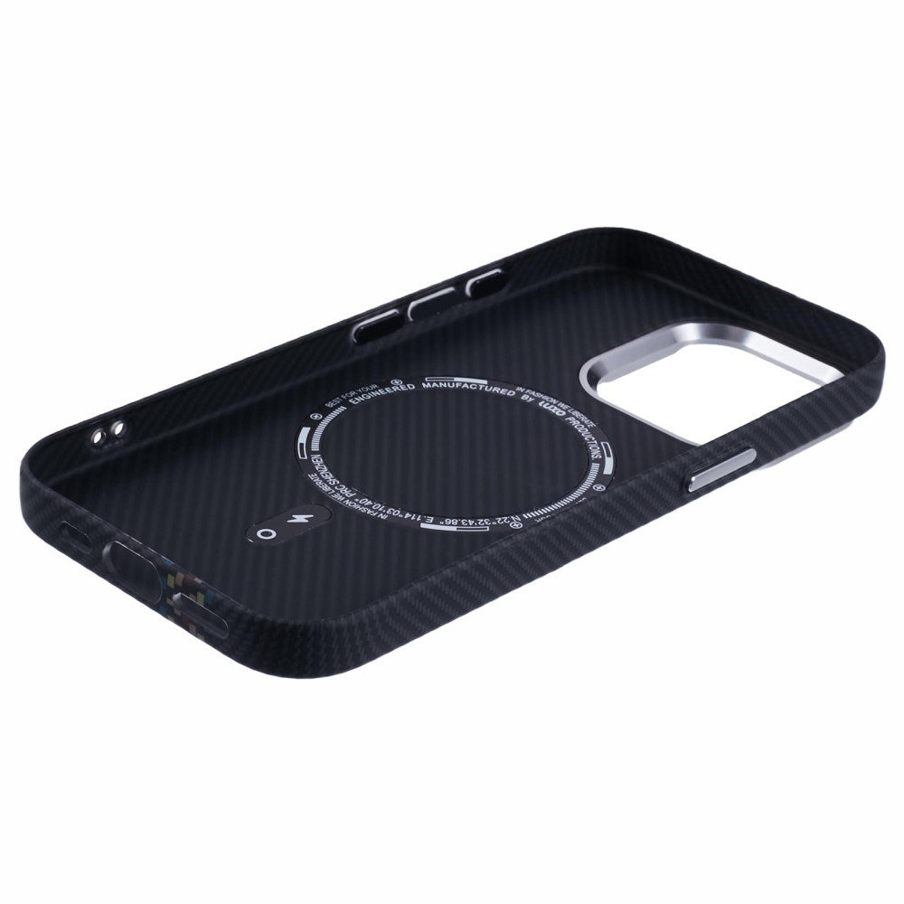 iPhone 15 Pro - EIDERWOOD Mønstret Carbon Cover - MagSafe Kompatibel - Dark ZigZag Pattern