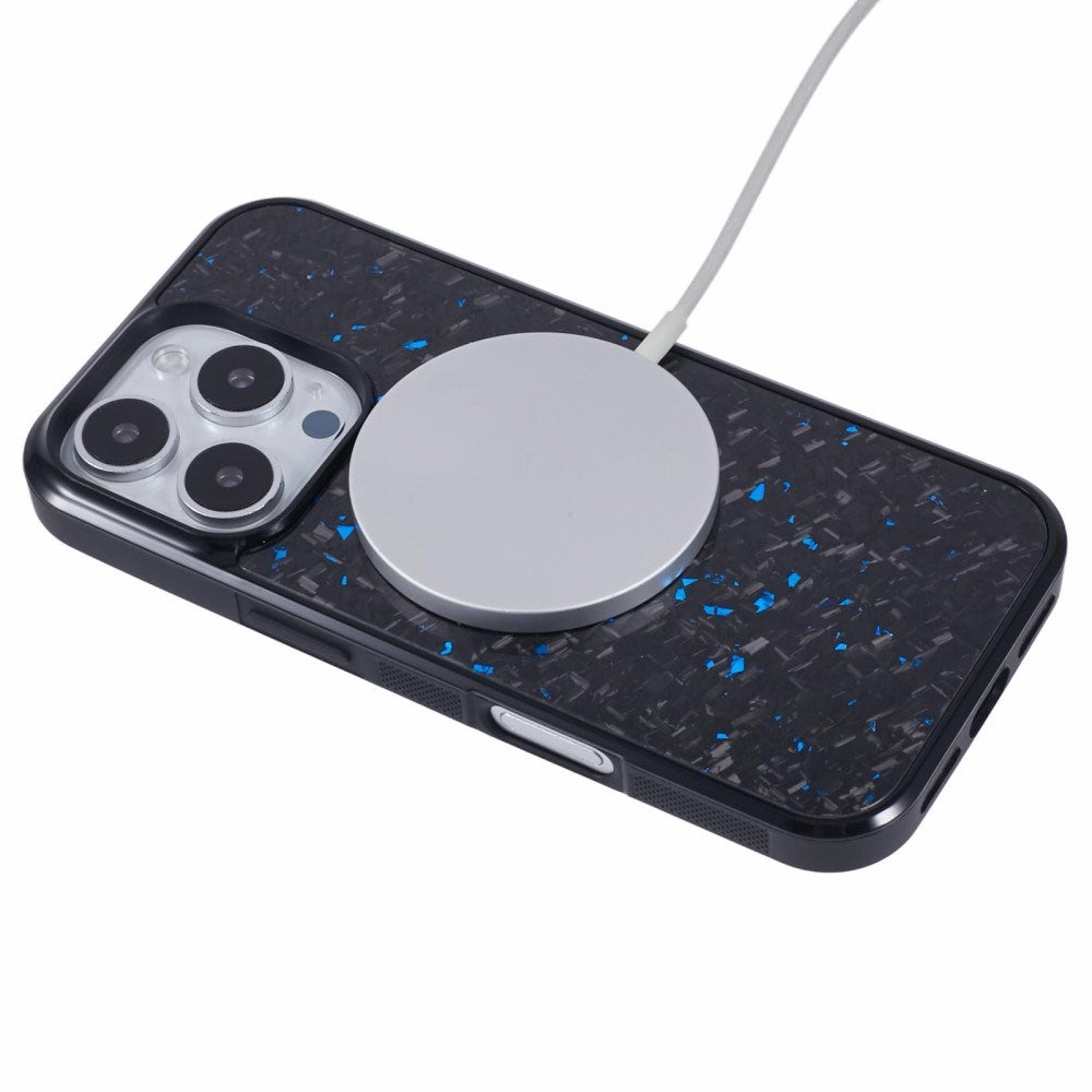 EIDERWOOD iPhone 16 Pro Carbon Cover m. Skridsikker Kant - MagSafe Kompatibelt - Blå
